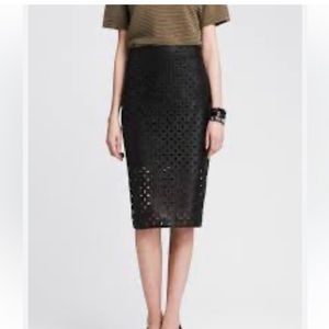 Banana Republic Faux Leather Laser Cut Pencil Skirt